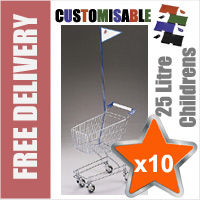 10 x 25 Litre Childrens Supermarket Shopping Trolley with Flag